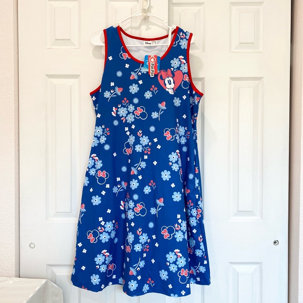 Disney Mickey and Friends Minnie Floral Print Blue Dress - Picture 7 of 11